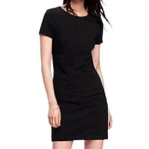 H&M BASICS Solid Black Short Sleeve Crew Neck 100% Viscose Mini T-Shirt Dress XS